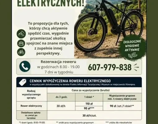 Wypożyczalnia rowerów elektrycznych w Krempnej – nowa oferta GOKiR