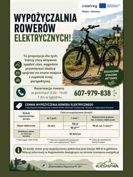 Wypożyczalnia rowerów elektrycznych w Krempnej – nowa oferta GOKiR