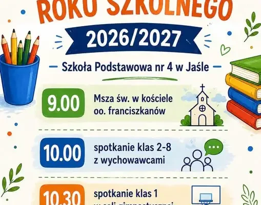 Rozpoczęcie roku szkolnego w SP nr 4 w Jaśle – harmonogram na 2 września