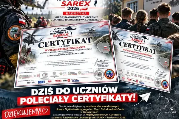 Uczniowie z Kołaczyc odebrali certyfikaty za udział w ćwiczeniu SAREX – Radocyna 2026