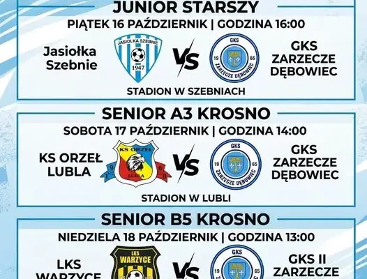 Weekendowy rozkład gier KS Zarzecze – sprawdź, gdzie zagrają drużyny