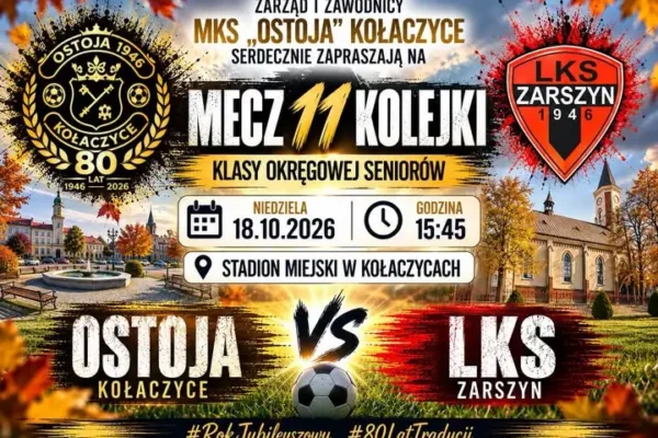 MKS Ostoja Kołaczyce zagra z wiceliderem LKS Zarszyn 1946
