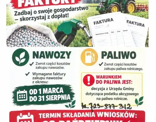 Dodatkowe wsparcie dla rolników: dofinansowanie do paliwa i nawozów – wnioski tylko do 23 października