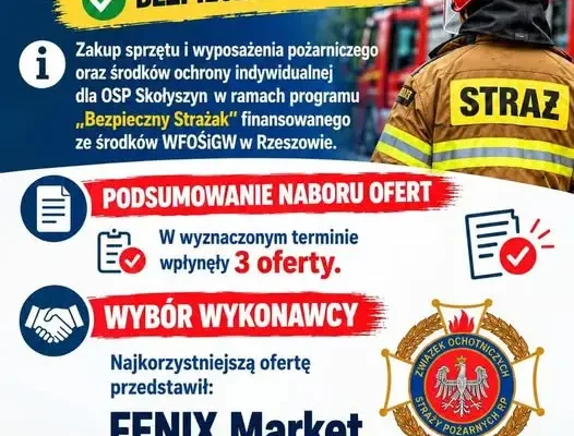 OSP Skołyszyn doposaża się w sprzęt strażacki dzięki programowi „Bezpieczny Strażak”