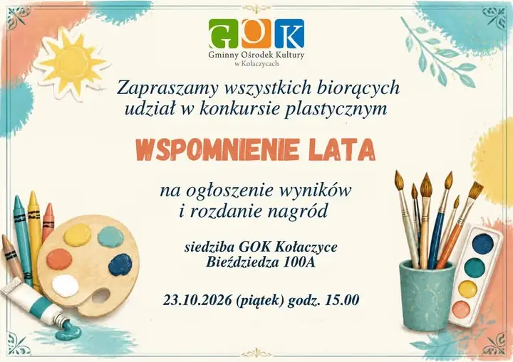Rozstrzygnięcie konkursu plastycznego „Wspomnienie lata” w Kołaczycach