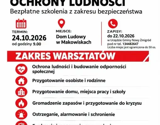 Bezpłatne warsztaty ochrony ludności w gminie Nowy Żmigród – zapisy do 22 października