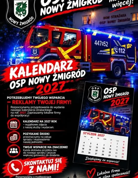 OSP Nowy Żmigród szuka lokalnych firm do kalendarza na 2027 rok