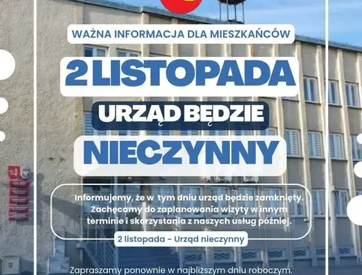 Urząd Gminy Skołyszyn nieczynny 2 listopada 2026 – dzień wolny za święto w sobotę