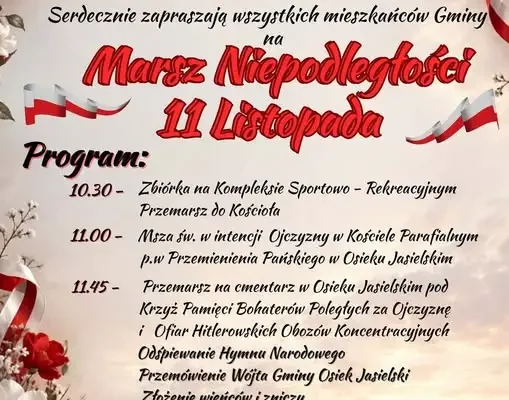 Gmina Osiek Jasielski zaprasza na obchody Święta Niepodległości 11 listopada