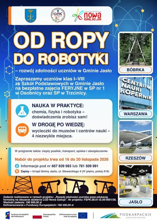 Gmina Jasło rekrutuje uczniów do projektu „Od ropy do robotyki”